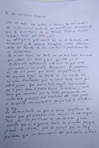 Carta de Rosario Robles Foto: Internet